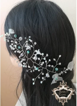 Hairvine украса за коса в цвят бяло и Тифани - Lilly by Rosie